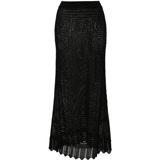 Semicouture open-knit maxi skirt - nero