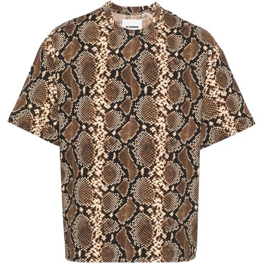 Jil Sander snake-print cotton t-shirt - marrone