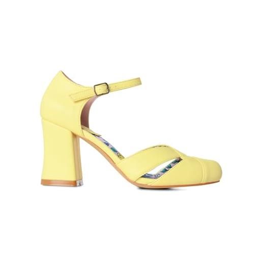 Joe Browns scarpe estive con tacco in ecopelle stile vintage, décolleté donna, giallo, 39 eu