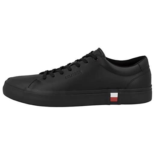 Tommy Hilfiger sneakers vulcanizzate uomo modern vulc corporate leather scarpe, nero (black), 40 eu
