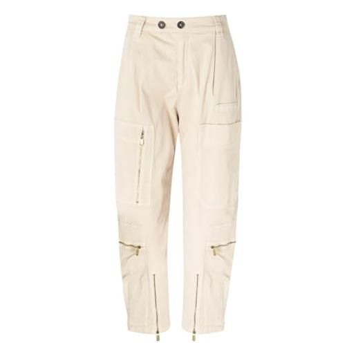 Pinko matese pantalone tricottina stretch old wash casual, d06_beige-farina avena, 50 femmina