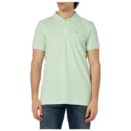 Tommy Jeans maglietta polo maniche corte uomo slim fit, verde (opal green), l