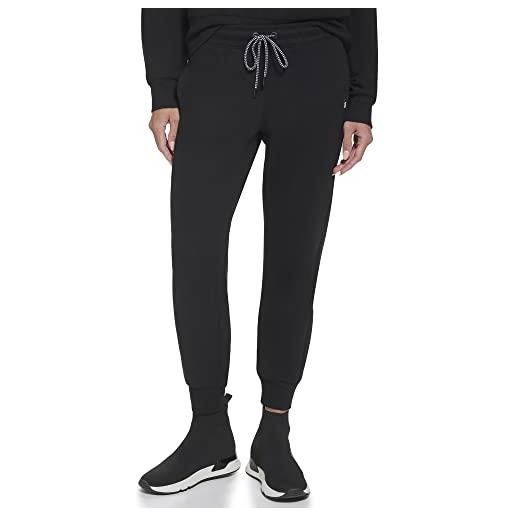 DKNY sport-jogger da donna con logo a specchio, con pannello laterale pantaloni da tuta, nero, m