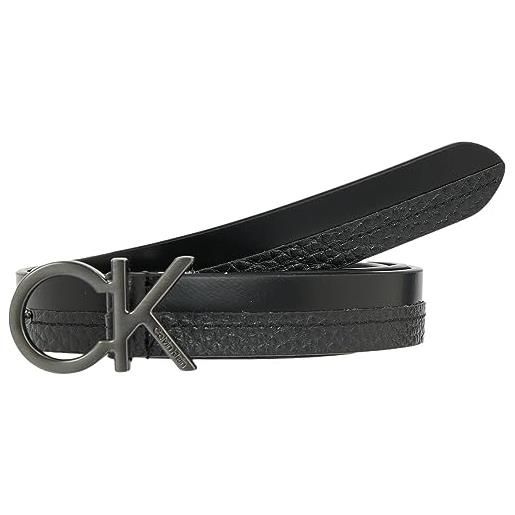 Calvin Klein re-lock mix belt 20mm k60k610980 cinture, nero (ck black), 75 donna