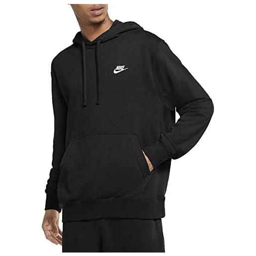 Nike sportswear club fleece felpa con cappuccio, nero, xs uomo