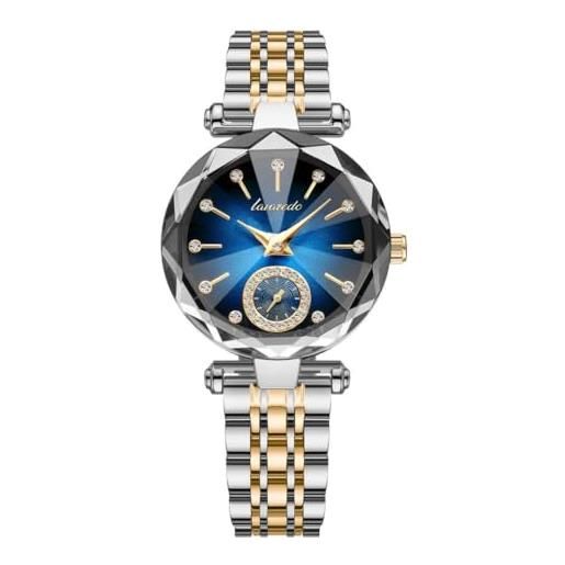 aswan watch orologio analogico al quarzo da donna con cinturino in acciaio inossidabile, cassa da 32 mm, 2 lancette, piccolo, vetro tagliato a diamante