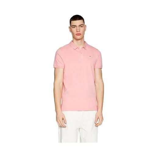 Tommy Jeans maglietta polo maniche corte uomo slim fit, rosa (tickled pink), m
