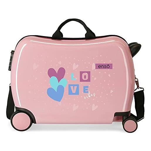 Enso love vibes valigia per bambini rosa 50 x 38 x 20 cm rigida abs chiusura a combinazione laterale 34 l 1,8 kg 4 ruote bagagli a mano, rosa, talla unica, valigia per bambini