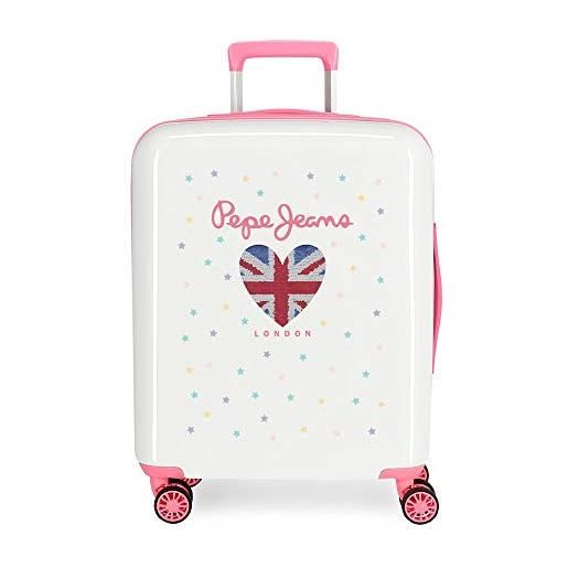 Pepe Jeans estela valigia da cabina bianca 40 x 55 x 20 cm rigida abs chiusura tsa integrata 38,4 l 2 kg 4 ruote doppie bagaglio a mano