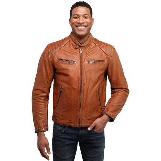 Helstons rocker leather jacket marrone xl uomo