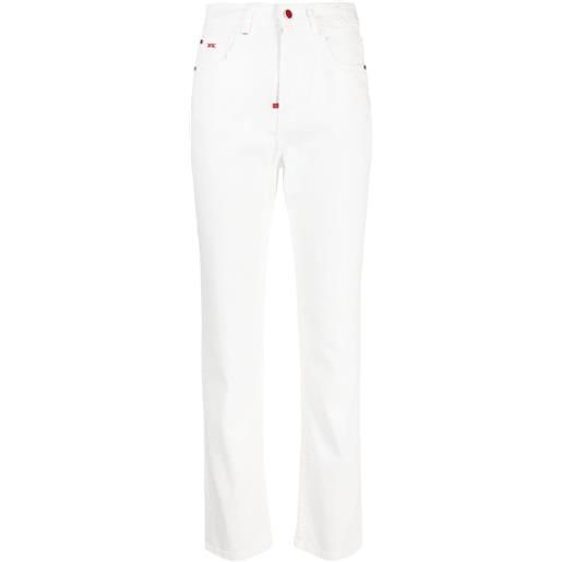 Kiton jeans slim a vita alta - bianco