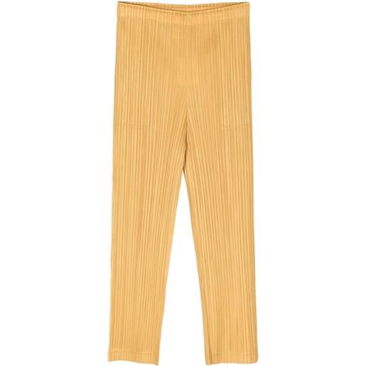 Pleats Please Issey Miyake plissé cropped trousers - giallo