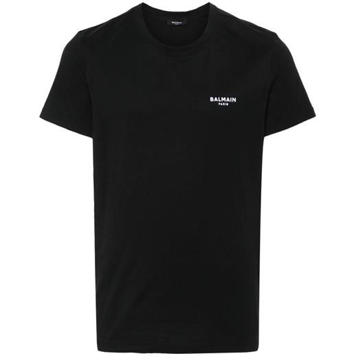 Balmain logo-flocked cotton t-shirt - nero