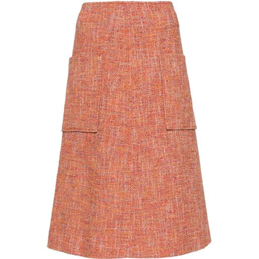 Paul Smith a-line tweed midi skirt - arancione