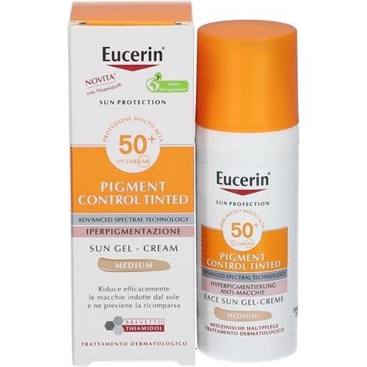 Eucerin pigment control tinted sun gel-cream spf50+ medium - crema solare viso colorata anti-macchie 50 ml