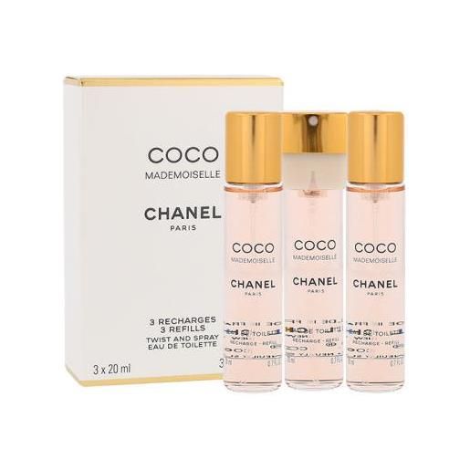 Chanel coco mademoiselle 3x20 ml eau de toilette ricarica per donna