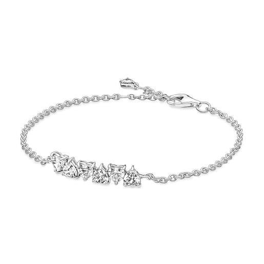 Pandora timeless bracciale con cuori in argento sterling con zirconia cubica trasparente, 16