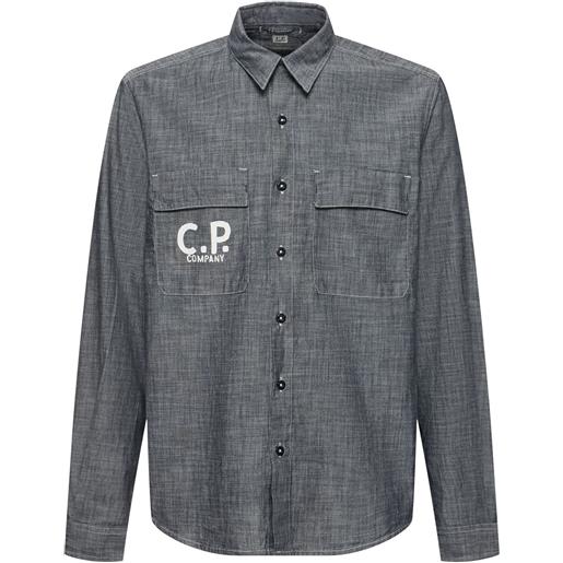 C.P. COMPANY camicia in chambray con logo
