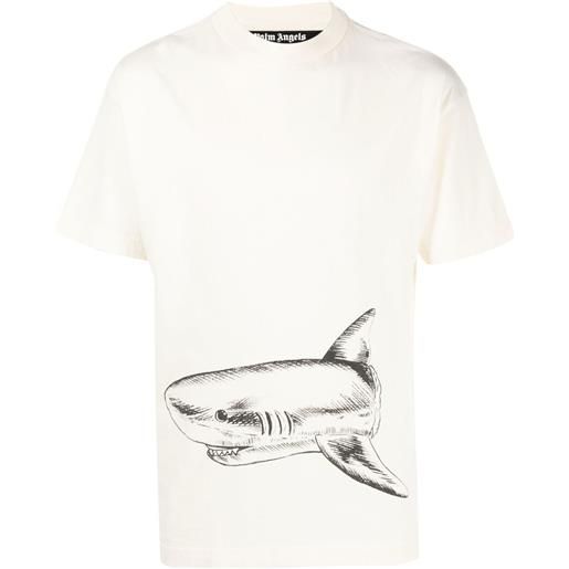 Palm Angels t-shirt broken shark con stampa - toni neutri