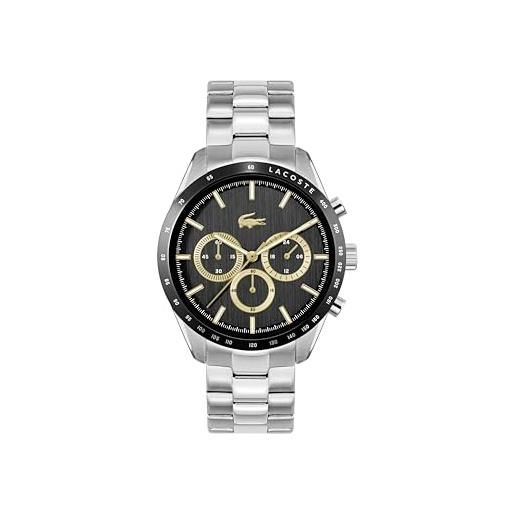 Lacoste orologio con cronografo al quarzo da uomo collezione boston con cinturino in acciaio inossidabile argentato - 2011272