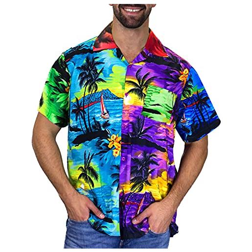 V.H.O. funky camicia hawaiana, mondy beerbottle, multicolore, 3xl