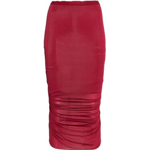 Rick Owens high-waisted ruched midi skirt - rosso