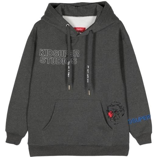 KidSuper embroidered cotton-blend hoodie - grigio