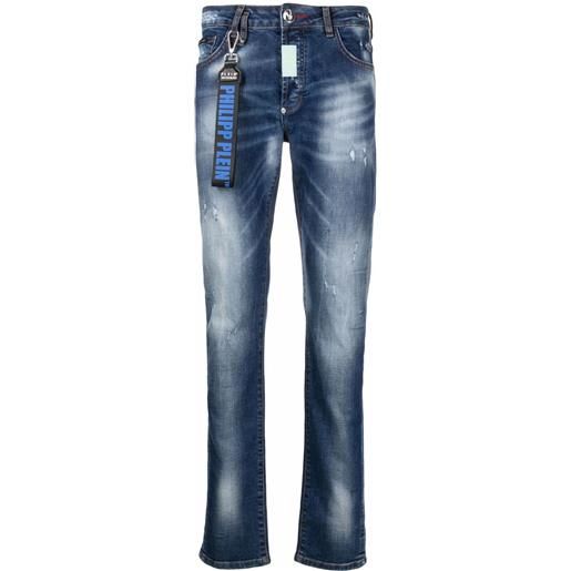 Philipp Plein jeans slim con effetto vissuto - blu