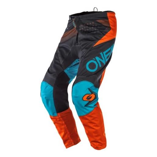 O'NEAL | pantaloni motocross | mtb enduro mx | comoda vestibilità sciolta per la massima libertà di movimento | element pants factor | adulto | grigio arancione blu | taglia 30/46