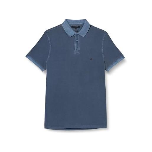 Tommy Hilfiger maglietta polo maniche corte uomo regular fit, blu (faded indigo), xxl