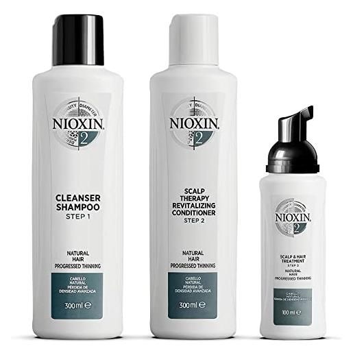 Nioxin kit 1/2/3/4/5 e 6 | trattamento per infoltimento dei capelli | riduce la caduta dei capelli | sistema 2 | per capelli naturali assottigliati | 100 - 300 ml