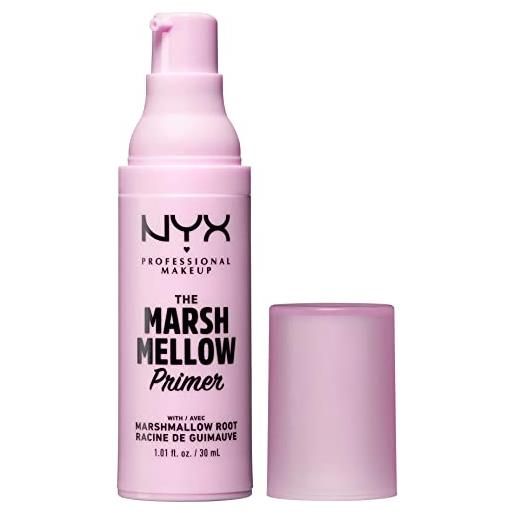 Nyx professional makeup set marshmellow primer, per un incarnato liscio e uniforme, radice di marshmallow e chlorella vulgaris, formula vegana, confezione da 2, 30 ml e 8 ml
