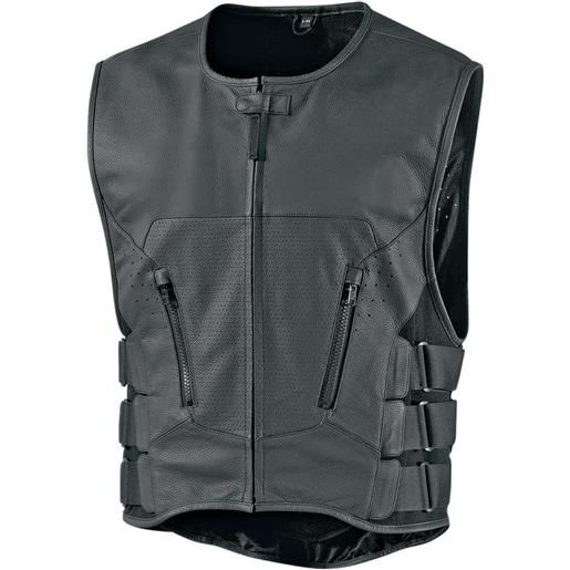Icon gilet moto in pelle Icon regulator d3o stripped nero