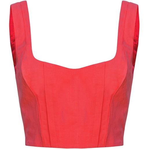 PINKO crop donna top in lino 42