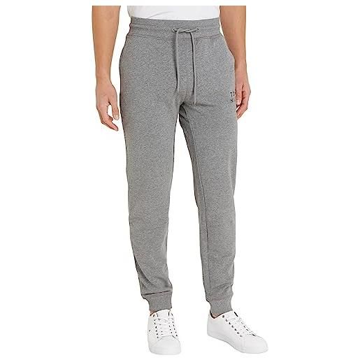 Tommy Hilfiger pantaloni da jogging uomo sweatpants lunghi, grigio (medium grey heather), xl