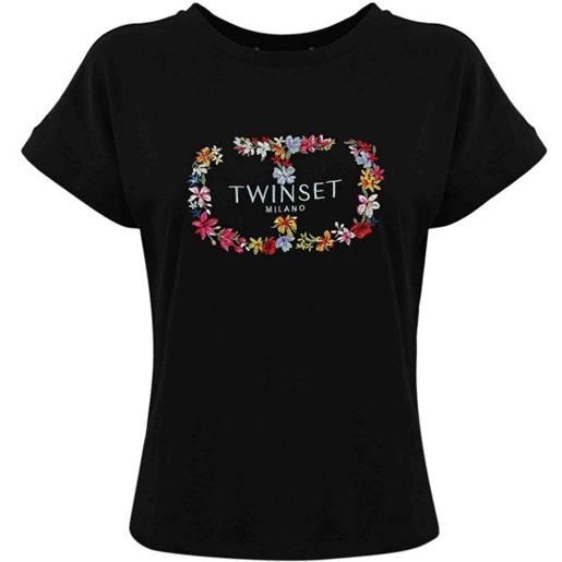 Twinset t-shirt con ricami floreali