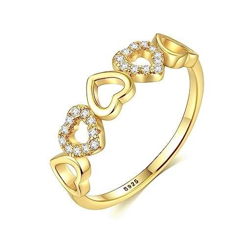 Bellitia Jewelry donna anello in argento 925 placcato oro 18k anelli diamante simulato zirconi banda fidanzamento promessa anello design cuore anniversario fedi nuziali gioielli regalo