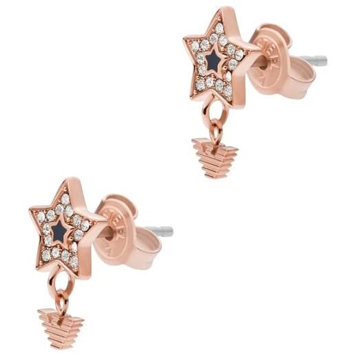 Emporio Armani orecchini da donna sentimental, misura: 7x8mm oro rosa in acciaio inossidabile, egs2833221