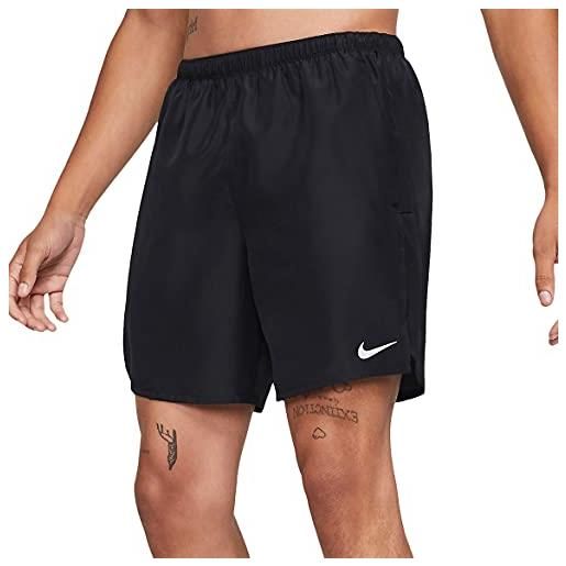 Nike m nk df challenger short 7bf, pantaloncini uomo, black/(reflective silv), xl