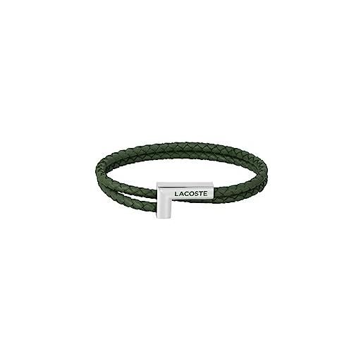 Lacoste braccialetto in pelle da uomo collezione swarm verde - 2040151