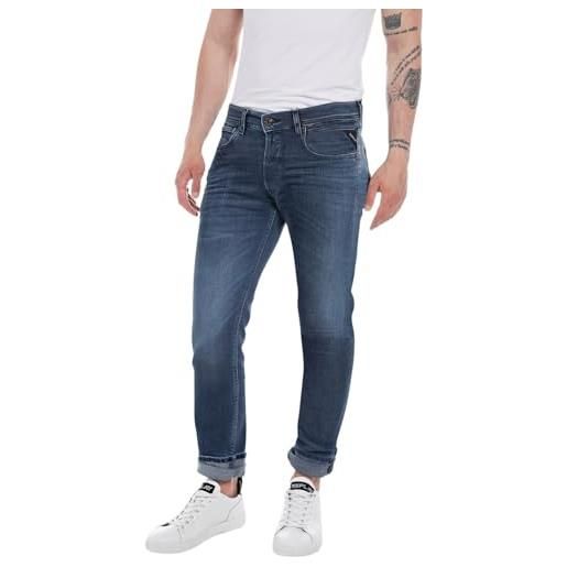 Replay grover straight-fit hyperflex hyper cloud jeans da uomo con elasticità, blu (blu scuro 007), 28w / 30l