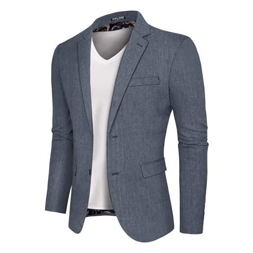 PaulJones blazer da uomo elegante casual slim fit estivo giacche 2 bottoni giacca abito blazer, caff, xl