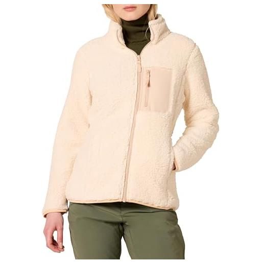 Amazon Essentials giacca a lupetto con cerniera integrale e maniche lunghe in sherpa con orlo in tessuto (taglie forti disponibili) donna, beige color block, m
