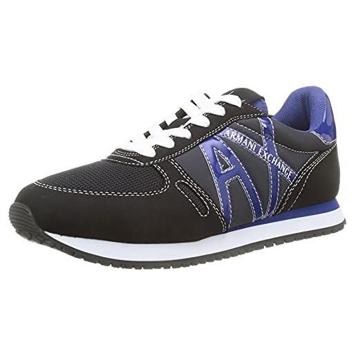 Armani Exchange sneaker con logo applicato, scarpe da ginnastica donna, nero blu, 37 eu