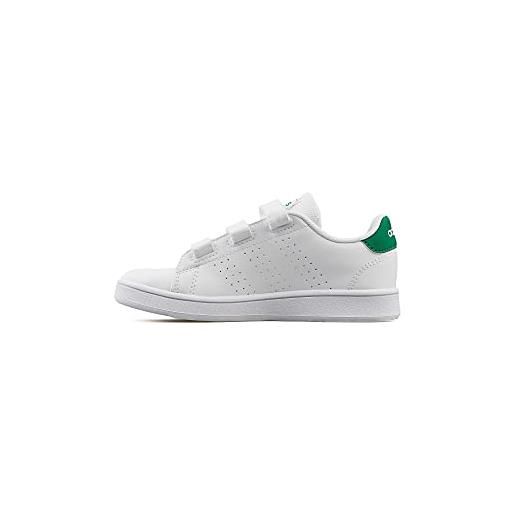 Adidas advantage c, scarpe da tennis, bianco (ftwr white/green/grey two f17), 29 eu