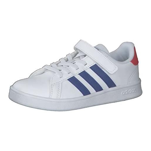 Adidas grand court el c, scarpe da ginnastica basse unisex - bambini e ragazzi, bianco/team royal blue/vivid red, 28 eu