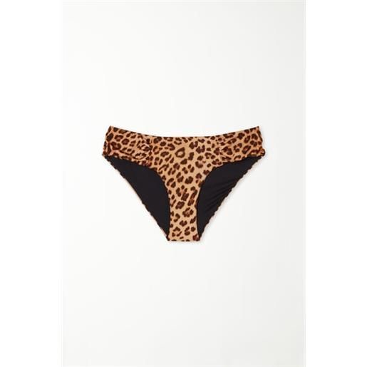 Tezenis bikini slip alto arriccio wild leopard donna marrone