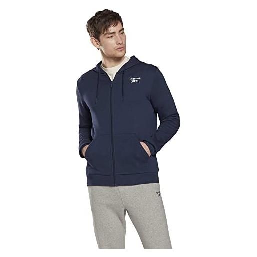 Reebok identity fleece zip-up giacca, vector navy, m uomo