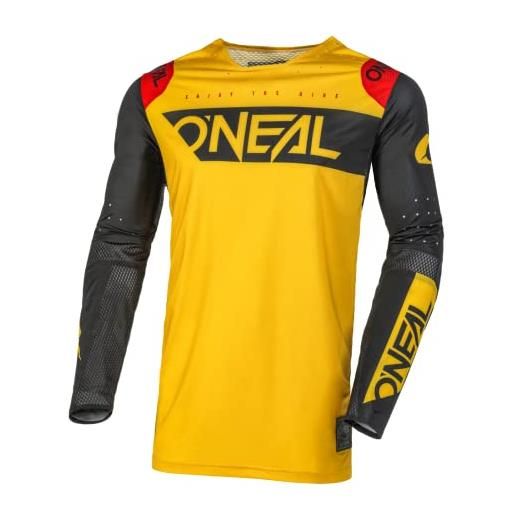 O'NEAL | nuovo | motocross shirt manica lunga | mx mtb| maglia da ciclismo completamente nuova con materiali migliorati e durevoli | prodigy jersey five two | adulto | giallo nero | taglia m