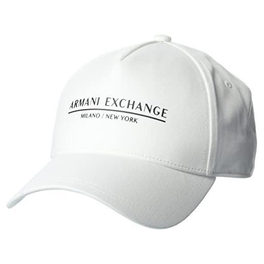 Armani Exchange berretto da baseball con logo di milano/new york cappellino, bianco, taglia unica uomo